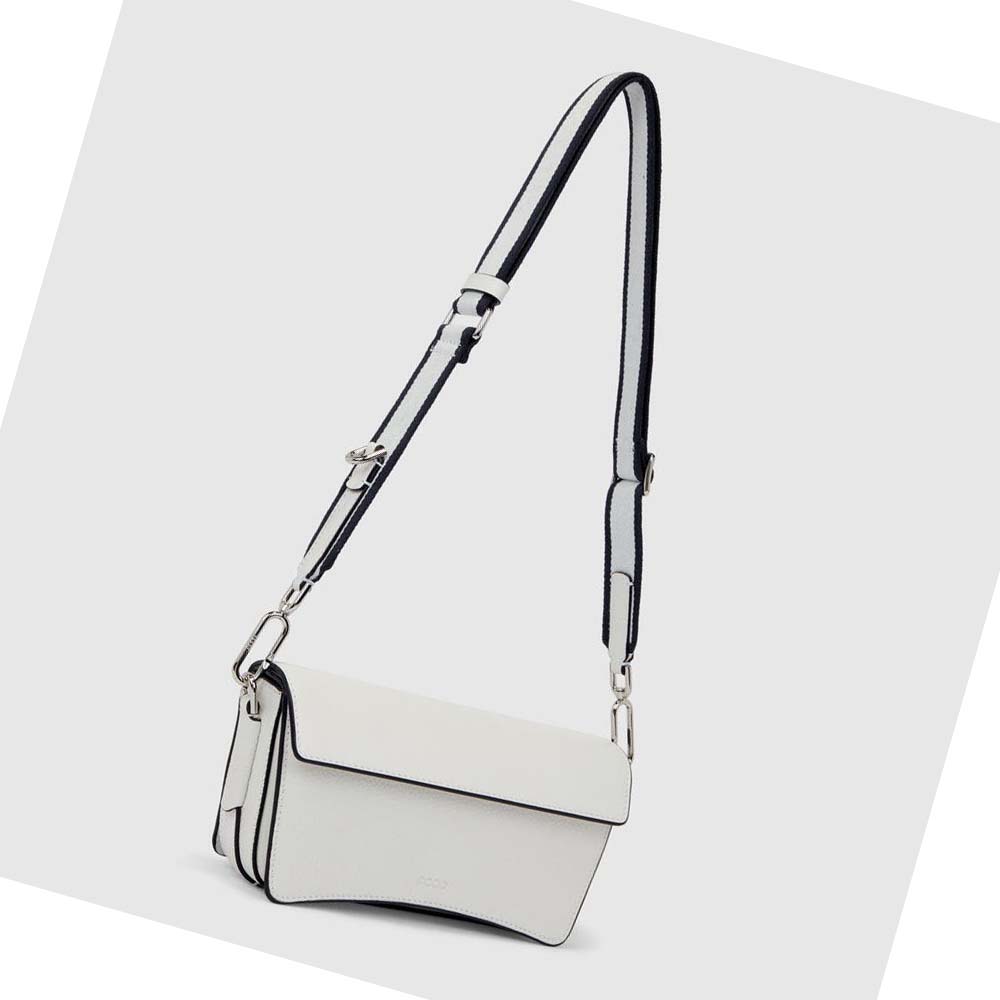 Women's Ecco TEXTUREBLOCK PINCH COMPACT Shoulder Bags White | Canada 386JPQ